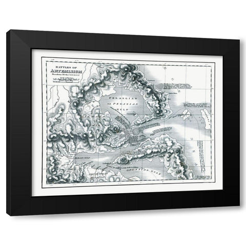 Battles of Artemisium - Greece - Oxford 1828 Black Modern Wood Framed Art Print with Double Matting by Unknown