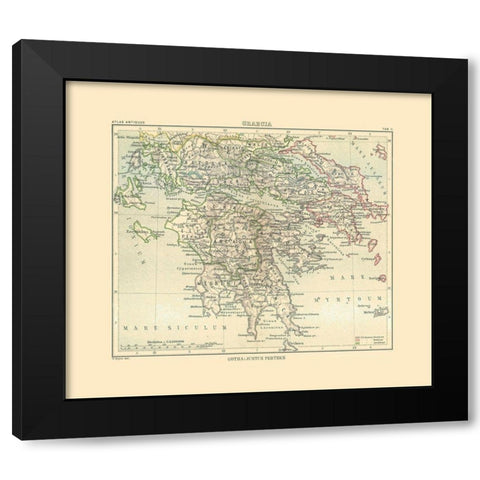 Greece - Perthes 1896 Black Modern Wood Framed Art Print with Double Matting by Perthes