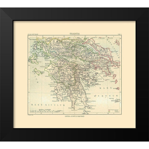 Greece - Perthes 1896 Black Modern Wood Framed Art Print by Perthes