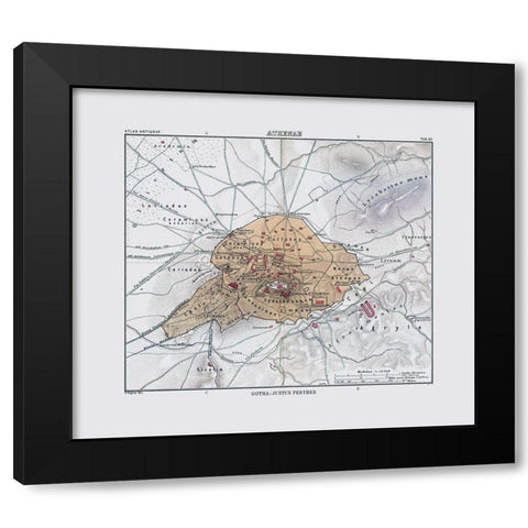 Athens Greece - Perthes 1896 Black Modern Wood Framed Art Print with Double Matting by Perthes