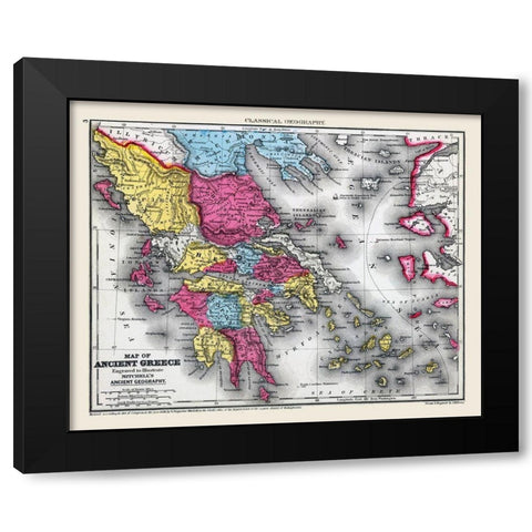 Ancient Greece - Mitchell 1844 Black Modern Wood Framed Art Print with Double Matting by Mitchell