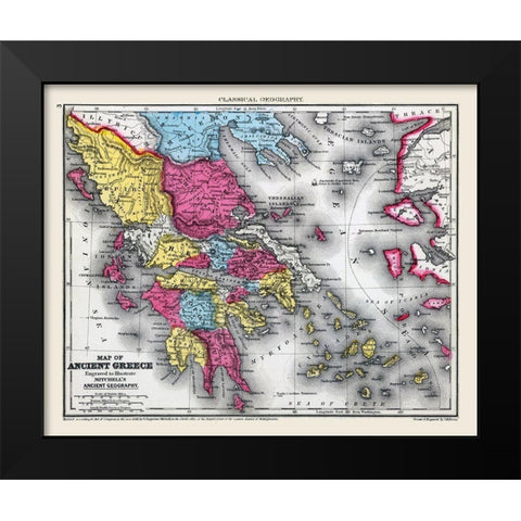 Ancient Greece - Mitchell 1844 Black Modern Wood Framed Art Print by Mitchell