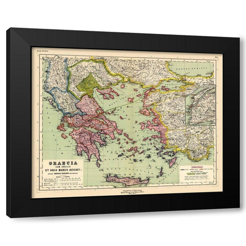 Greece Turkey - Kiepert 1903 Black Modern Wood Framed Art Print with Double Matting by Kiepert