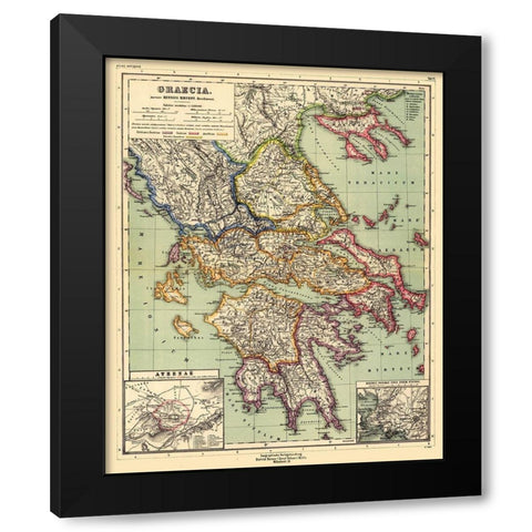 Greece - Kiepert 1903 Black Modern Wood Framed Art Print with Double Matting by Kiepert