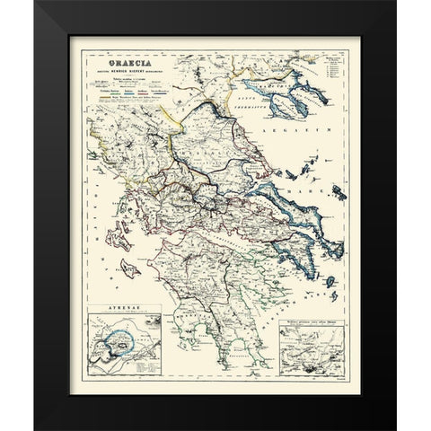 Athens Greece - Kiepert 1903 Black Modern Wood Framed Art Print by Kiepert