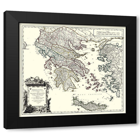 Ancient Greece - Vaugondy 1757 Black Modern Wood Framed Art Print by Vaugondy