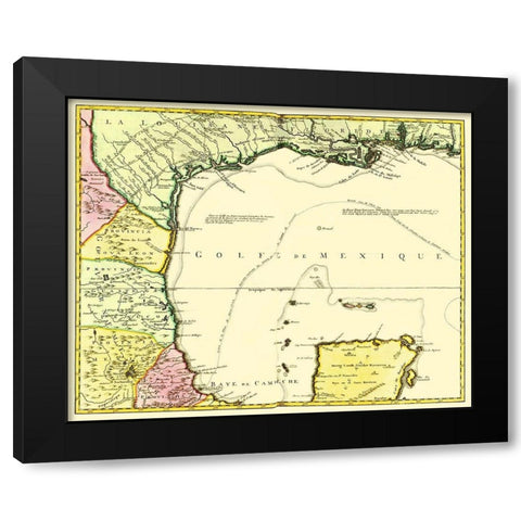 Gulf of Mexico Mexico Coast Louisiana - 1492 Black Modern Wood Framed Art Print by Unknown