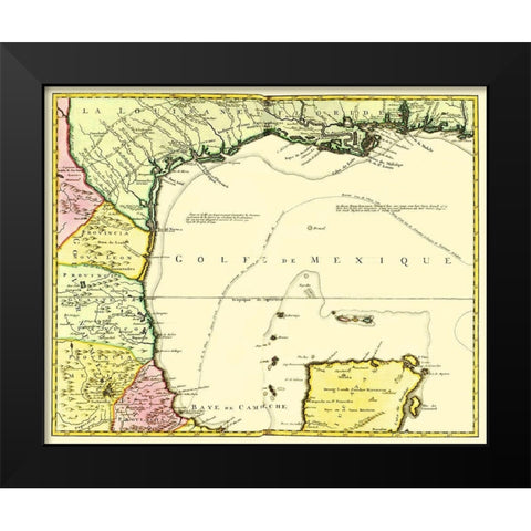 Gulf of Mexico Mexico Coast Louisiana - 1492 Black Modern Wood Framed Art Print by Unknown