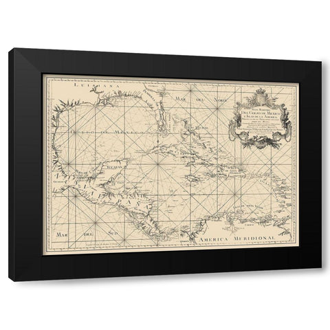 Gulf of Mexico Caribbean Honduras Nicaragua Black Modern Wood Framed Art Print with Double Matting by Lopez