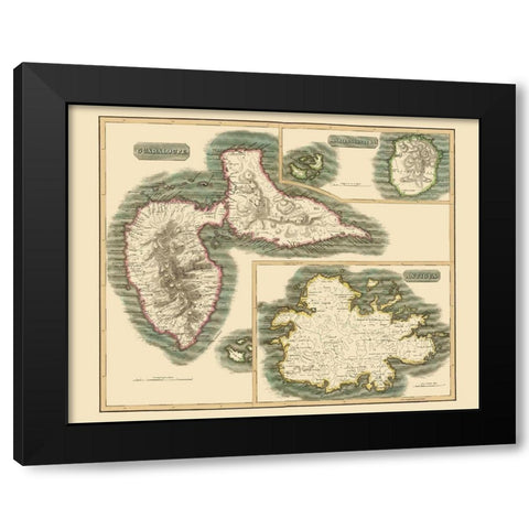 Marie Galante Guadeloupe Antigua - Thomson 1815 Black Modern Wood Framed Art Print by Thomson