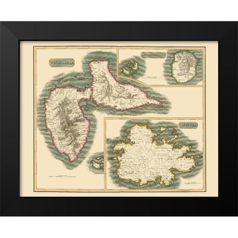 Marie Galante Guadeloupe Antigua - Thomson 1815 Black Modern Wood Framed Art Print by Thomson