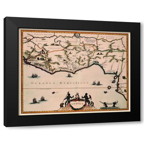Guinea Africa - Blaeu 1635 Black Modern Wood Framed Art Print by Blaeu