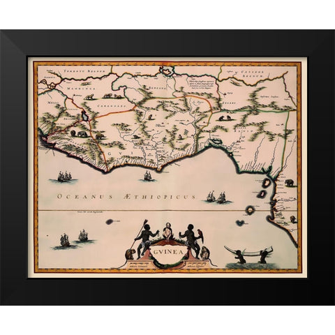 Guinea Africa - Blaeu 1635 Black Modern Wood Framed Art Print by Blaeu