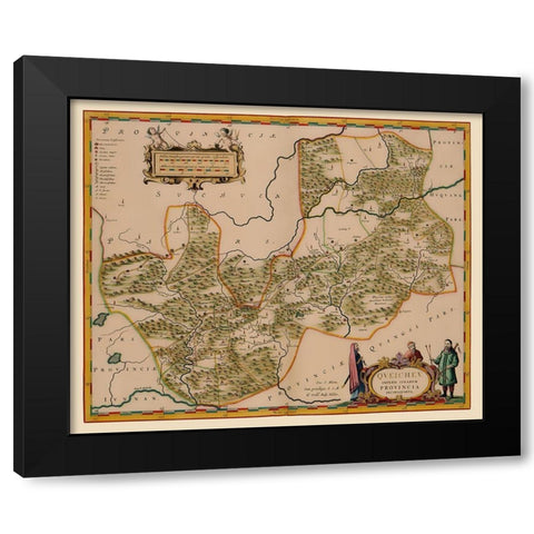 Guizhou Province China - Blaeu 1655 Black Modern Wood Framed Art Print with Double Matting by Blaeu