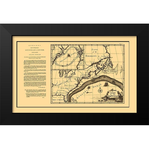 Gulf Stream Atlantic Ocean United States Canada Black Modern Wood Framed Art Print by Franklin