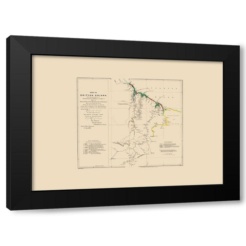 British Guiana South America - Arrowsmith 1844 Black Modern Wood Framed Art Print with Double Matting by Arrowsmith