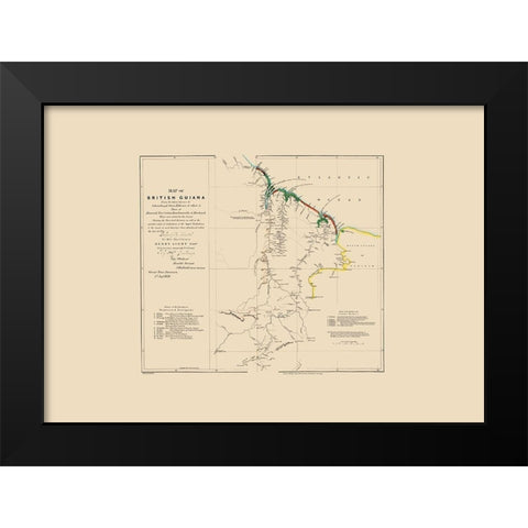 British Guiana South America - Arrowsmith 1844 Black Modern Wood Framed Art Print by Arrowsmith