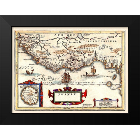 Guinea Africa - Jansson 1640 Black Modern Wood Framed Art Print by Jansson