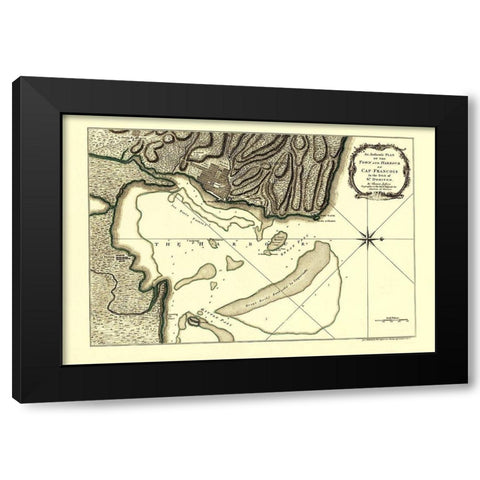 Cap Francois Isle St Domingo Dominican Rep Haiti Black Modern Wood Framed Art Print by Jeffreys