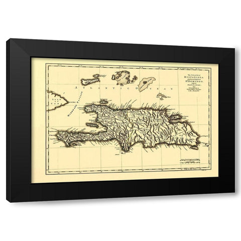 Hispaniola Island St Domingo Dominican Rep Haiti Black Modern Wood Framed Art Print by Jeffreys