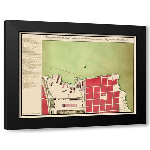 Caribbean Havana Cuba - 1700 Black Modern Wood Framed Art Print by Unknown