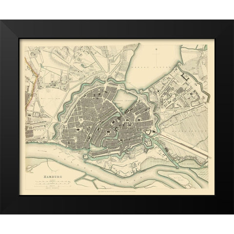 Hamburg Germany - Chapman 1837 Black Modern Wood Framed Art Print by Chapman
