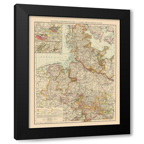 Hannover Schleswig Holstein Germany - Andree 1895 Black Modern Wood Framed Art Print by Andree