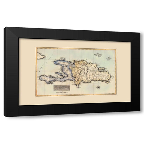 Caribbean Haiti Dominican Republic - Lucas 1823 Black Modern Wood Framed Art Print by Lucas