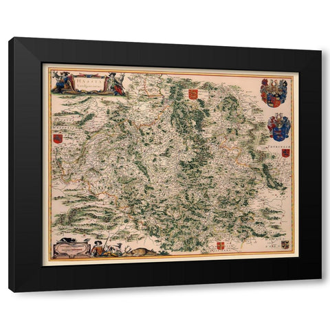 Hesse Kassel Region Germany - Blaeu 1662 Black Modern Wood Framed Art Print by Blaeu