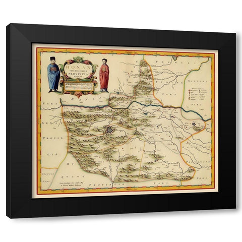 Henan Province China - Blaeu 1655 Black Modern Wood Framed Art Print by Blaeu