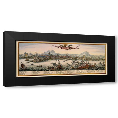 Heraklion Panoramic Greece - Visscher 1680 Black Modern Wood Framed Art Print by Visscher