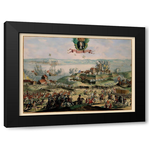 Scandanavia Helsingborg Sweden Siege Panoramic Black Modern Wood Framed Art Print with Double Matting by De Hooghe