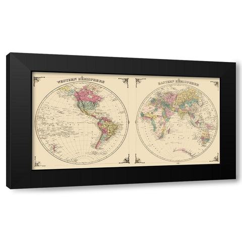 Western Eastern Hemispheres - Andreas 1874 Black Modern Wood Framed Art Print by Andreas