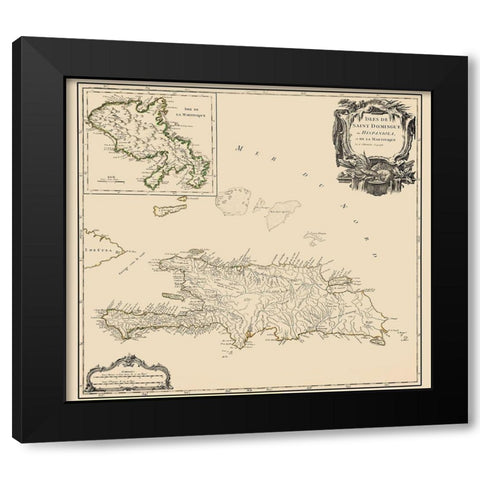 Caribbean Hispaniola Martinique - Boudet 1750 Black Modern Wood Framed Art Print by Boudet