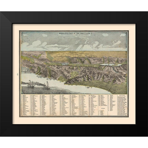 Birds Eye View of The Holy Land - Cram 1888 Black Modern Wood Framed Art Print by Cram