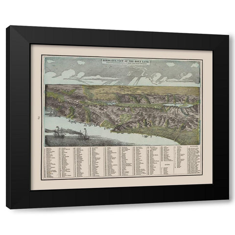 Birds Eye View of The Holy Land - Cram 1892 Black Modern Wood Framed Art Print with Double Matting by Cram