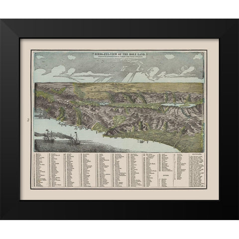 Birds Eye View of The Holy Land - Cram 1892 Black Modern Wood Framed Art Print by Cram