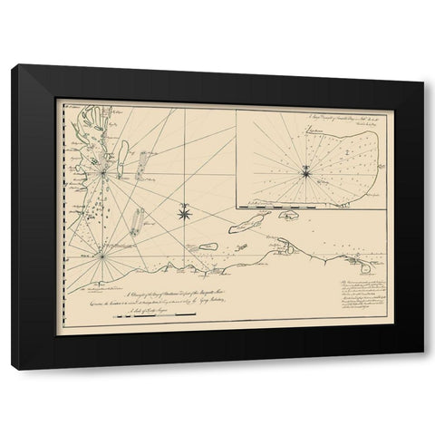 Central America Honduras Bay - Robertson 1764 Black Modern Wood Framed Art Print with Double Matting by Robertson
