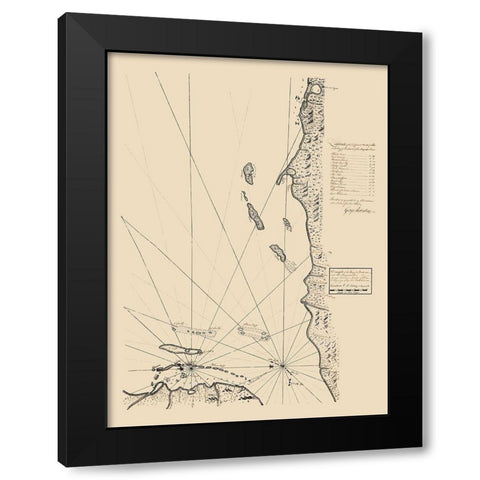 Central America Honduras Bay Mosquito Coast Black Modern Wood Framed Art Print by Robertson