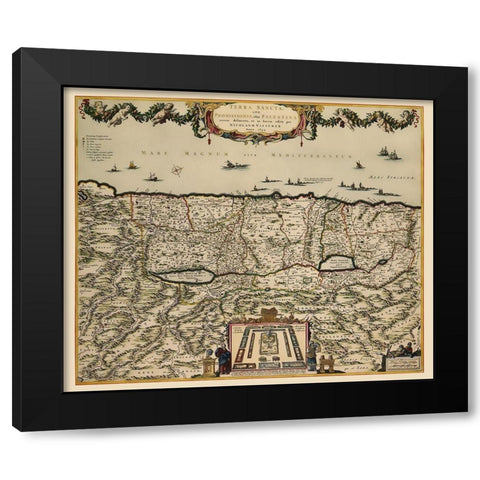 Holy Land Israel - Visscher 1659 Black Modern Wood Framed Art Print with Double Matting by Visscher