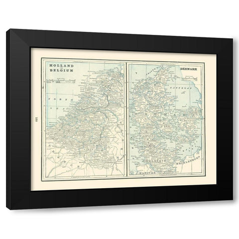 Europe Holland Belgium Denmark - Rathbun 1893 Black Modern Wood Framed Art Print by Rathbun