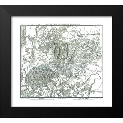 Battle of Hohenlinden, Field Plan - Thiers 1866 Black Modern Wood Framed Art Print by Unknown