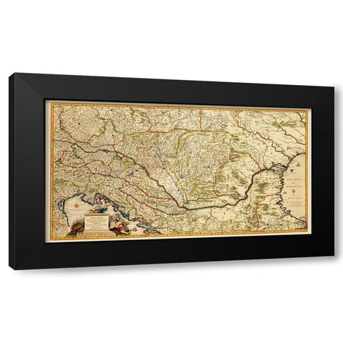 Eastern Europe Hungary - Visscher 1687 Black Modern Wood Framed Art Print by Visscher
