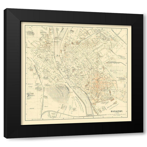 Budapest Hungary Europe - Baedeker 1896 Black Modern Wood Framed Art Print with Double Matting by Baedeker