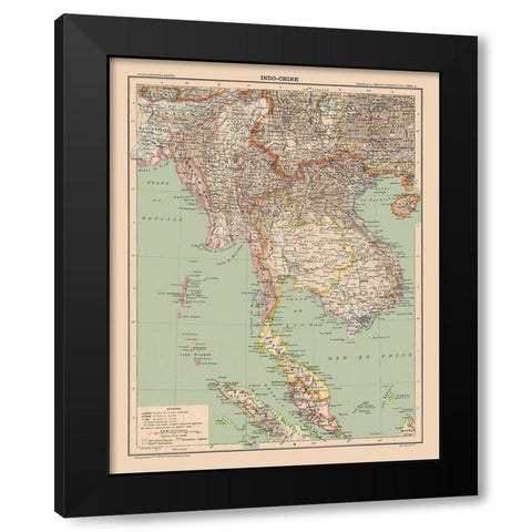 Asia Indochina - Schrader 1908 Black Modern Wood Framed Art Print by Schrader