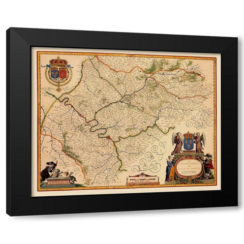 Ile de France Region France - Blaeu 1635 Black Modern Wood Framed Art Print by Blaeu