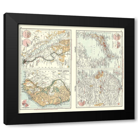 Import Export Egypt Japan West Africa China Black Modern Wood Framed Art Print with Double Matting by Bartholomew