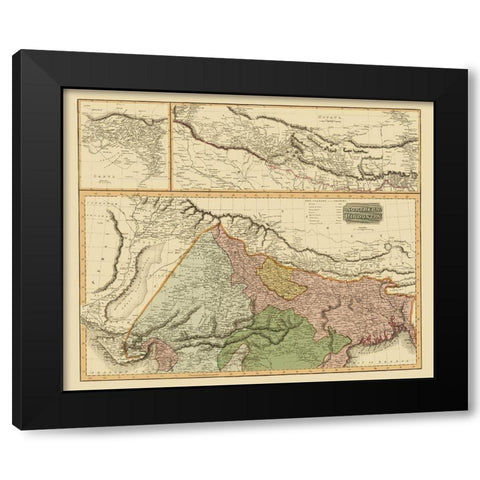 Northern Hindostan British India - Thomson 1817 Black Modern Wood Framed Art Print with Double Matting by Thomson