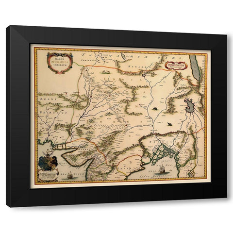 Central Asia - Blaeu 1638 Black Modern Wood Framed Art Print by Blaeu