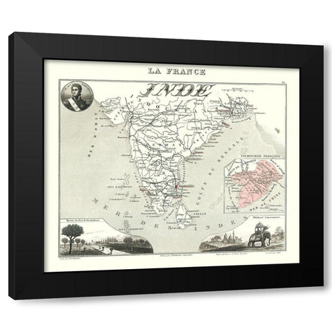 Asia India - Migeon 1869 Black Modern Wood Framed Art Print by Migeon